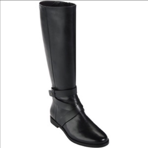 Cole Haan Shoes - Cole Haan Boots Leather Black Riding Boot Petra